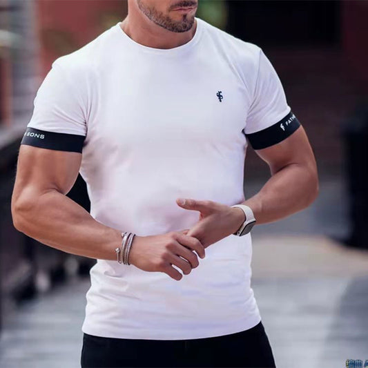 New Men's Casual Trend Round Neck T-shirt Sports Fashion